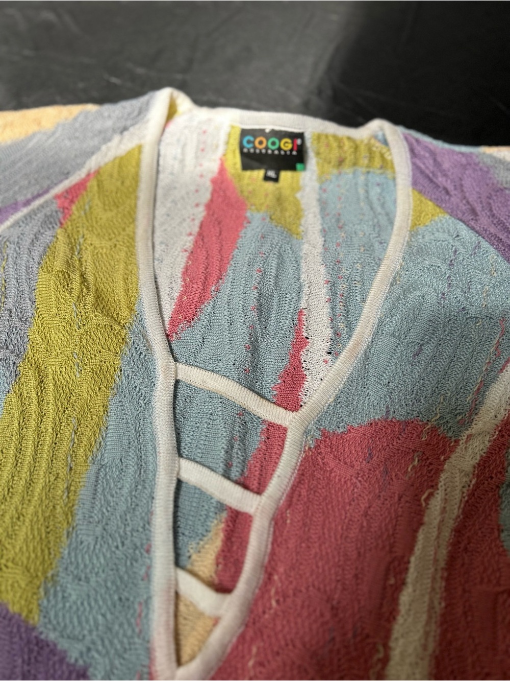 COOGI Women's Multicolor Textured V-Neck Sweater dress, size xl